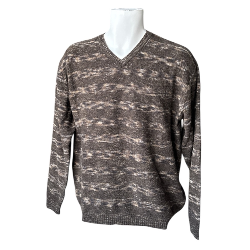 Zegna Lightweight Wool Blend V-Neck in an Earthy Multi-Tonal Knit - Size 50/M - Picture 3 of 14